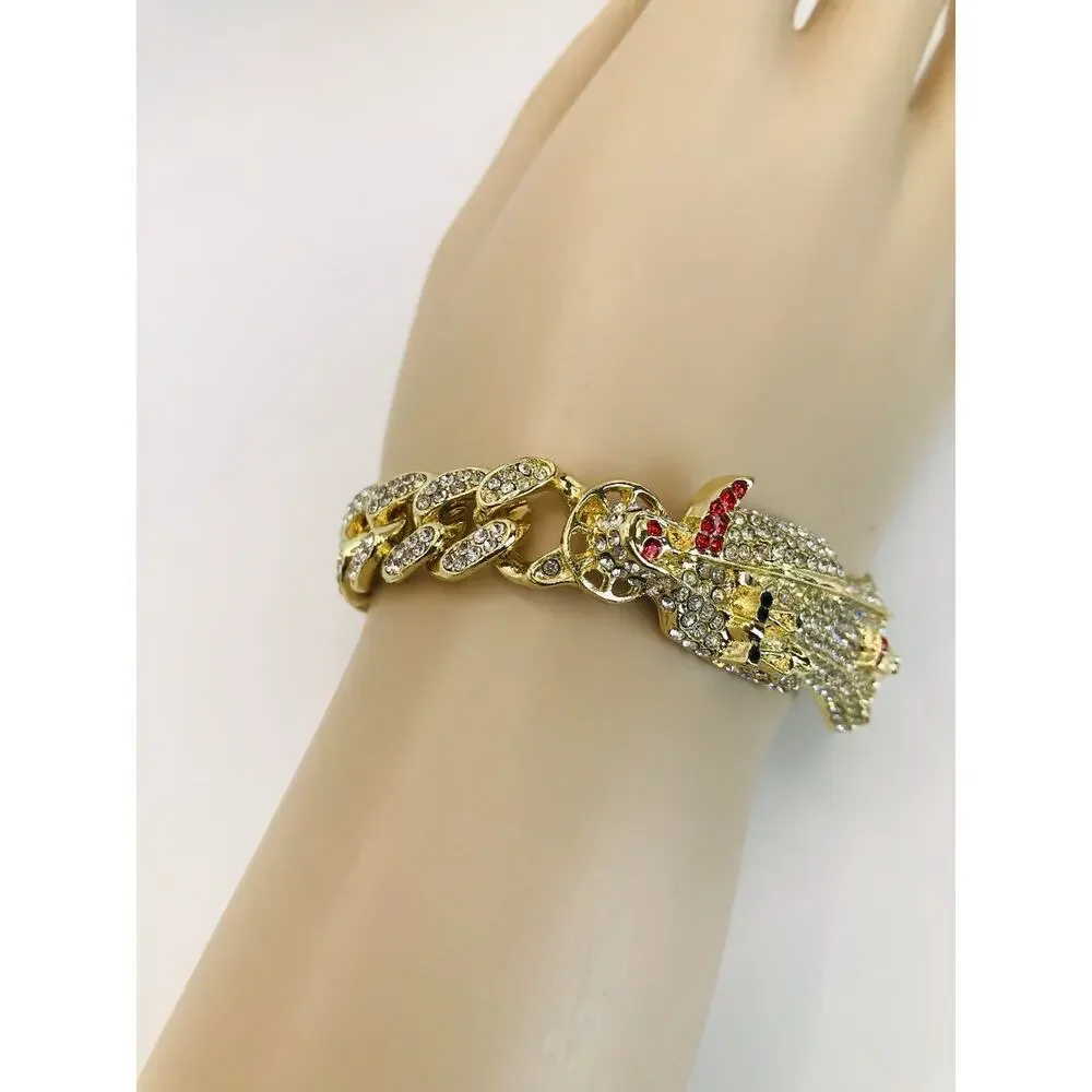 Santa Muerte Cuban Link Bracelet, 7.87